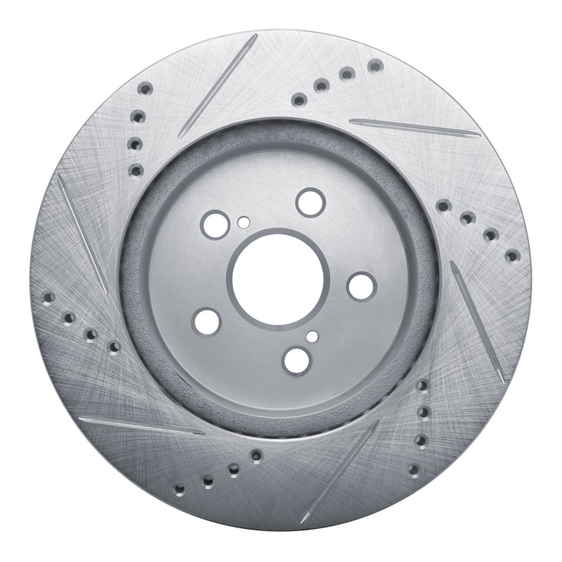 Toyota Prius Prime Brake Rotor (1) - Front Right - R1 Concepts - Drilled & Slotted - Silver - `19-`25